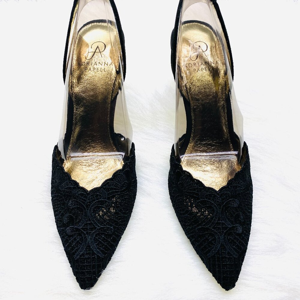 Adrianna Papell Hallie Black Lace Attalie Heels Pump Size 10 M - Picture 2 of 4